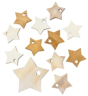 Drevené hviezdy hnedé a biele 4 cm, 12 ks