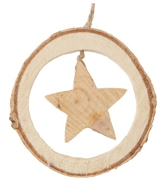 Hviezda drevená v ovále 10 cm