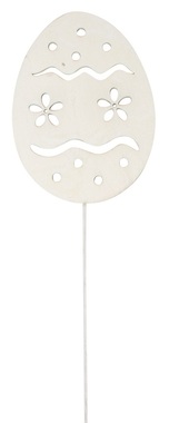 Drevené vajce 8 cm biele + drôtik 