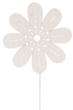 Drevená kvetina 8 cm biela + drôtik 