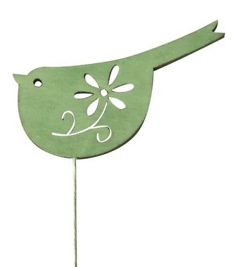 Drevený vtáčik 8 cm zelený + drôtik 