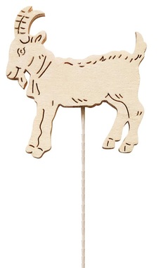 Drevená koza 8 cm biela + drôtik 