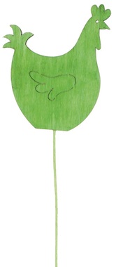 Drevená sliepočka 8 cm zelená + drôtik