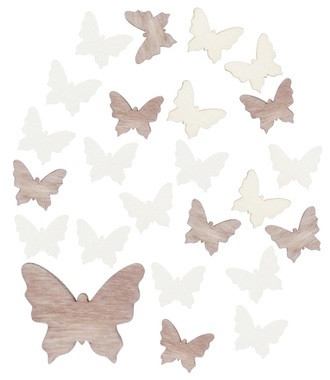 Drevené motýliky 2 cm, 12 ks
