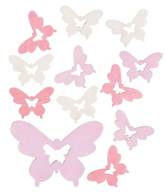 Drevené motýle 4 cm, 12 ks