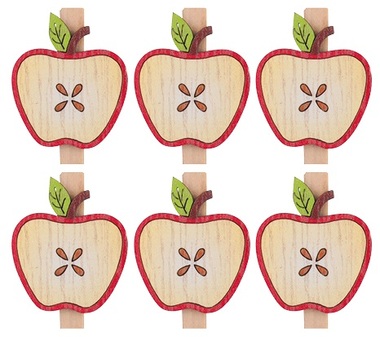 Drevená jabĺčka na kolíku 3,5 cm, 6 ks