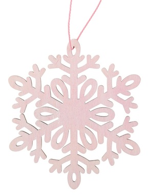 Drevená vločka na zavesenie 10 cm, ružová 