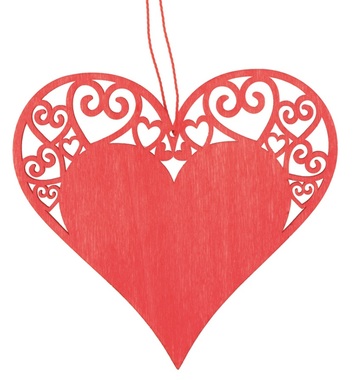 Srdce drevené na zavesenie 10 cm, červené 