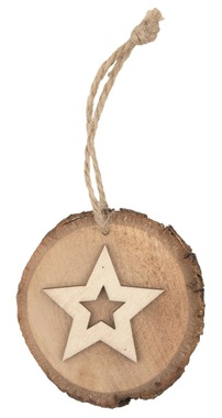 Ovál drevený s hviezdou 10 cm na zavesenie