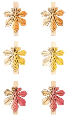 Listy drevené na štipci 4 cm, 6 ks