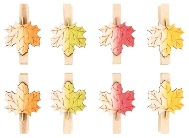 Listy drevené na štipci 3 cm, 8 ks