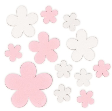 Mix bielych a ružových kvetov veľkosti 2,5-4,5 cm, 12 ks vo vrecku