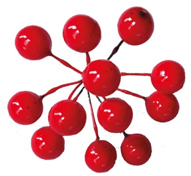 Červené bobuľe 1,5 cm, 12 ks