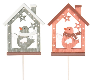 Domček s vtáčikom drevený 8 cm + špajľa 