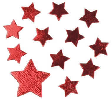 Hviezdičky drevené červené 3,5 cm, 12 ks