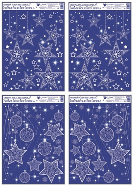 Okenná fólia rohová s glitrom hviezdy 38x30 cm