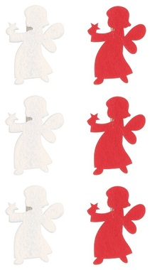 Anjelik filcový na štipci biely a červený 5 cm