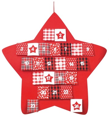 Adventný kalendár hviezda 70 cm, červený