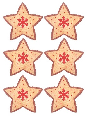 Hviezda drevená s lepíkom 4,5 cm, 6 ks