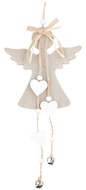 Anjel drevený na zavesenie 11 x 25 cm, sivý