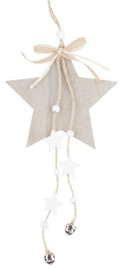 Hviezda drevená na zavesenie 11 x 25 cm, sivá