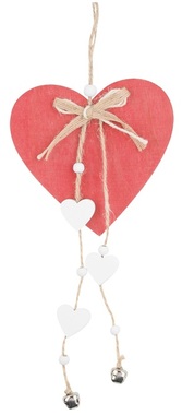 Srdce drevené na zavesenie 12 x 25 cm, červené
