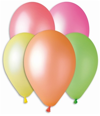 Balóniky neonové, 26 cm, 10 kusov v balení, mix farieb