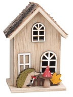 Dřevěný domeček s ježečkem 9 x 7 x 12,5 cm 