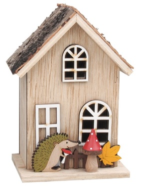 Drevený domček s ježkom 9 x 7 x 12,5 cm