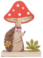 Dřevěná dekorace ježek s muchomůrkou 16 cm