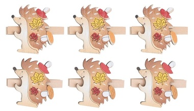 Drevený ježko na kolíku 4 cm, 6 ks 