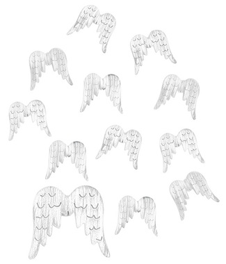 Anjelské krídla drevené s lepíkom 3 cm, 12 ks