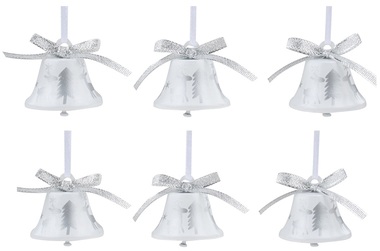 Biele závesné zvončeky s lesíkom 4,5 cm, 6 ks