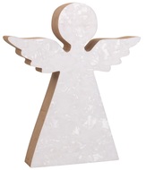 5477 Dřevěný anděl na postavení bílý 15 cm -1