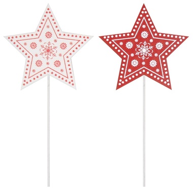 Drevené hviezdy na špajdliach 8 cm + špajdle, 2 ks