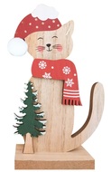 5508 Dřevěná kočka v čepici na postavení 21,5 cm -1