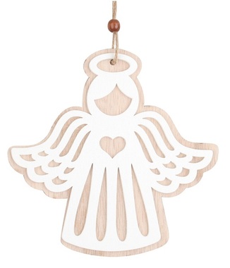 Drevený anjel na zavesenie so srdiečkom 15 cm