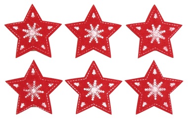 Plstené hviezdy na kolíku červené 5 cm, 6 ks