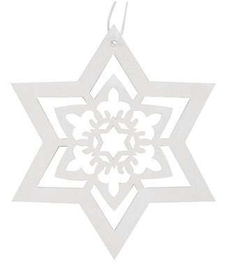 Drevená hviezda na zavesenie 10 cm, biela