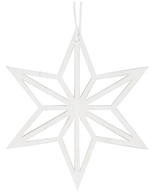 Drevená hviezda na zavesenie 8 cm, biela