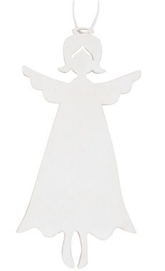 Drevený anjel na zavesenie 10 cm, biely