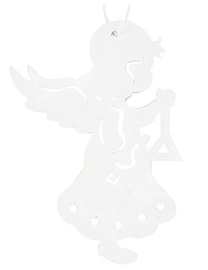Drevený anjel na zavesenie 12 cm, biely
