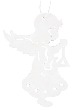 Drevený anjel na zavesenie 8 cm, biely