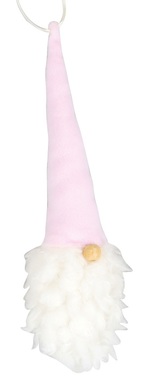 Škriatok na zavesenie s ružovou čiapkou 18 cm