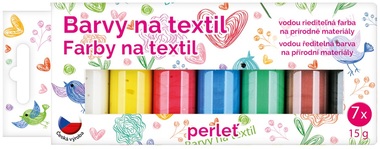 Farby na textil svetlý, sada, perleť 7x15 g + šablóny