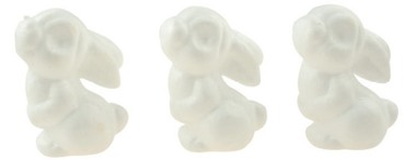 Dieliky z polystyrénu zajačiky 7 cm, 3 ks vo vrecku
