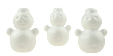 Dieliky z polystyrénu snehuliačiky 7 cm, 3 ks vo vrecku