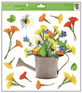 Okenná fólia – Šedá kanva s kvetmi