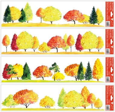 Okenná fólia pruhy jesenné stromy 64x15 cm