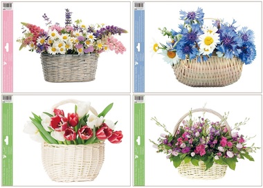 Okenná fólia kvetiny v košíku 42x30 cm 
